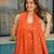 orange chinon silk blend sequins embroidered kurta set with dupatta
