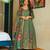 pista green muslin silk blend floral printed kurta set with dupatta