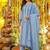 aqua blue cotton silk blend jacquard kurta set with dupatta