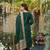 green art silk jacquard neck kurta set with dupatta