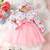 Pink floral net party wear baby dress