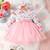 Pink floral net party wear baby dress