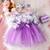 Purple floral net party wear baby dress