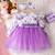 Purple floral net party wear baby dress