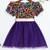 purple floral net party wear kids dress