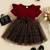Maroon leopard print bow detail party wear frock dress for girls