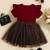 Maroon leopard print bow detail party wear frock dress for girls