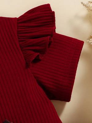 Maroon leopard print bow detail party wear frock dress for girls 4