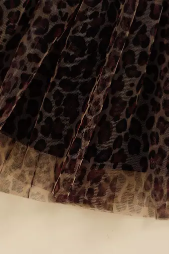 Maroon leopard print bow detail party wear frock dress for girls
