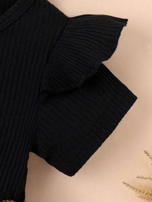 Black leopard print bow detail party wear frock dress for girls 3