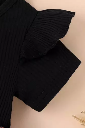 Black leopard print bow detail party wear frock dress for girls