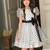 White & black polka dot bow party wear dress for girls