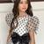 White & black polka dot bow party wear dress for girls