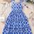 Blue & white floral printed tiered summer dress for girls