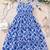 Blue & white floral printed tiered summer dress for girls