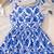 Blue & white floral printed tiered summer dress for girls
