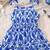 Blue & white floral printed tiered summer dress for girls