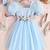 Sky blue floral embroidered net party dress for girls