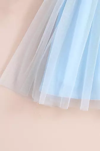 Sky blue floral embroidered net party dress for girls