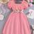 Pink floral embroidered net party dress for girls