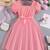 Pink floral embroidered net party dress for girls
