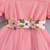 Pink floral embroidered net party dress for girls