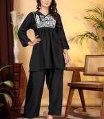 Women's Rayon Embroidered Designer Casual Co Ord Dress Rajasthani Embroidered Black Co-Ord Set