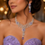 Lavender Crystal Silver Bridal Necklace Set