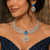 Blue Topaz CZ Silver Bridal Choker Set