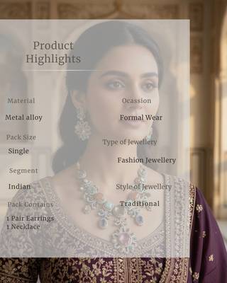Sabhyaraa Royal Navratna Kundan Bridal Set Heavy 18K Gold Plated Jewellery 4