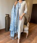Cotton Embroidered Kurta Pant with Dupatta