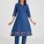 Blue Cotton Embroidered Kurta Pant with Dupatta