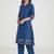 Blue Cotton Embroidered Kurta Pant with Dupatta