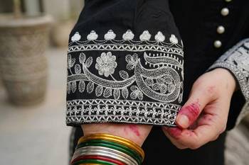 Women's Rayon Embroidered Pakistani Designer Casual & Festive Wear Black Suit Set 3