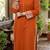 Women's rayon embroidered pakistani Designer Casual & Festive Wear Orange suit set 