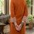 Women's rayon embroidered pakistani Designer Casual & Festive Wear Orange suit set 