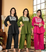 Pack Of 3 Women's rayon embroidered designer Rajasthani Style casual co ord dress