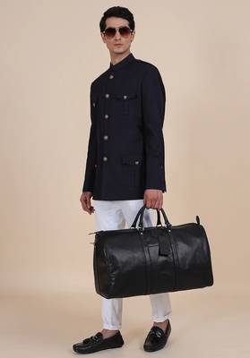 Black solid imported armani bandhgala for men 2