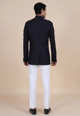 Black solid imported armani bandhgala for men 3