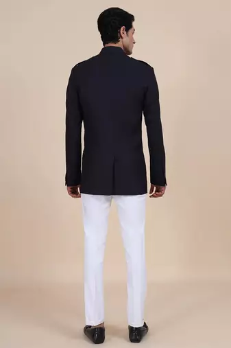 Black solid imported armani bandhgala for men