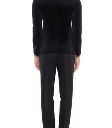 Black embroidered suede velvet bandhgala for men