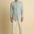 Pista green embroidered cotton blend bandhgala for men