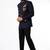 Black embroidered poplin bandhgala for men
