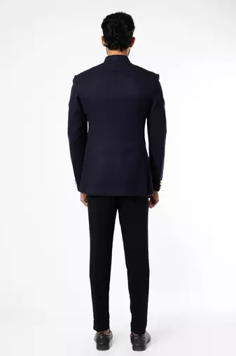 Black embroidered poplin bandhgala for men