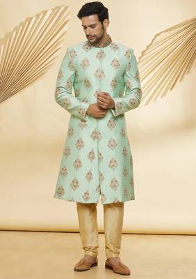 Art silk gold embroidery sherwani for men 1