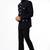 Black solid suiting bandhgala for men