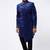 Blue embroidered suede velvet bandhgala for men