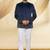 Navy blue hand embroidered suede velvet bandhgala for men