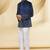 Navy blue hand embroidered suede velvet bandhgala for men