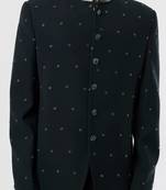 Black solid suede velvet bandhgala for men